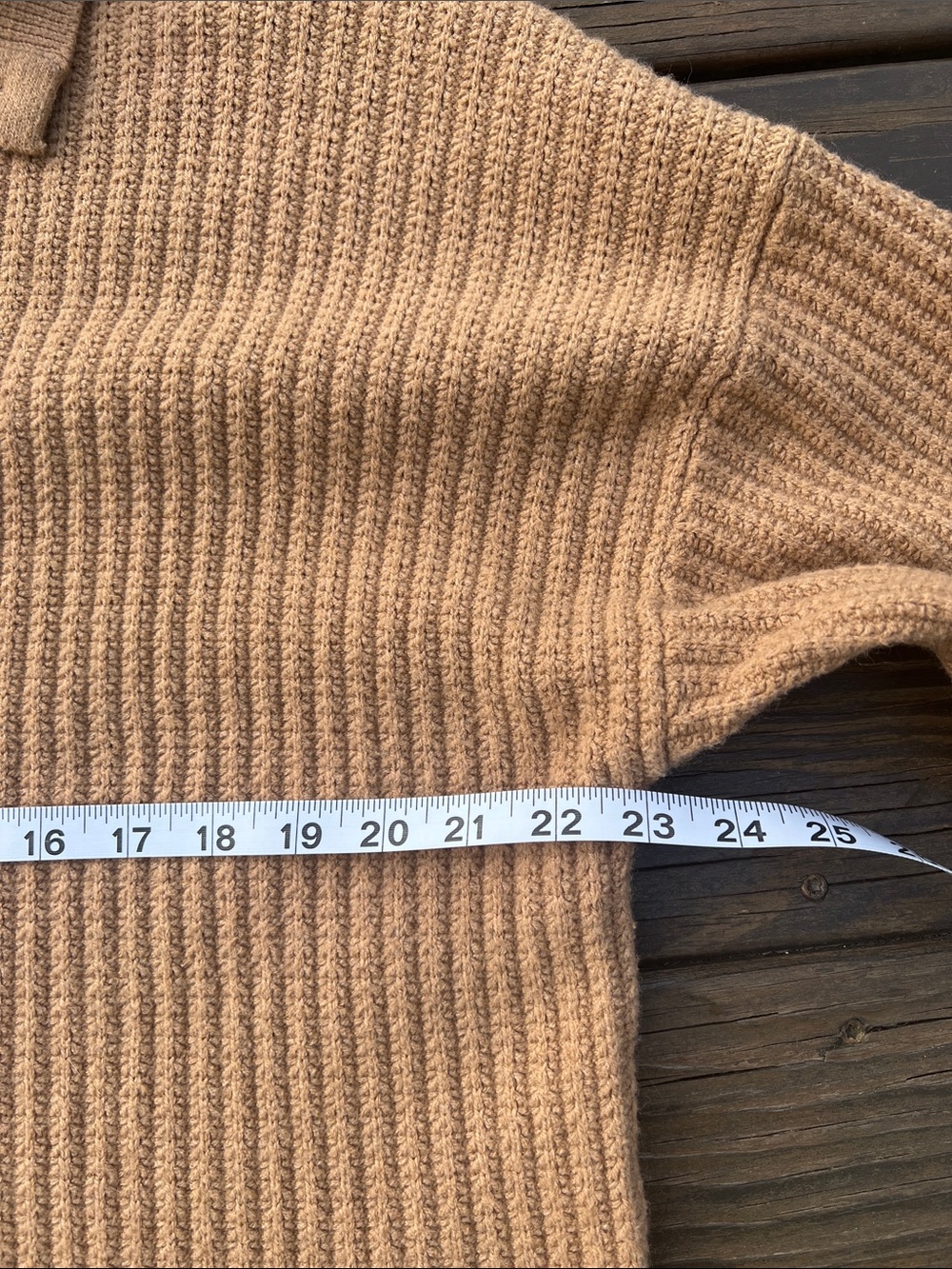 Time and Tru Ribbed Button-Front Sweater - Camel - Picture 7 of 12